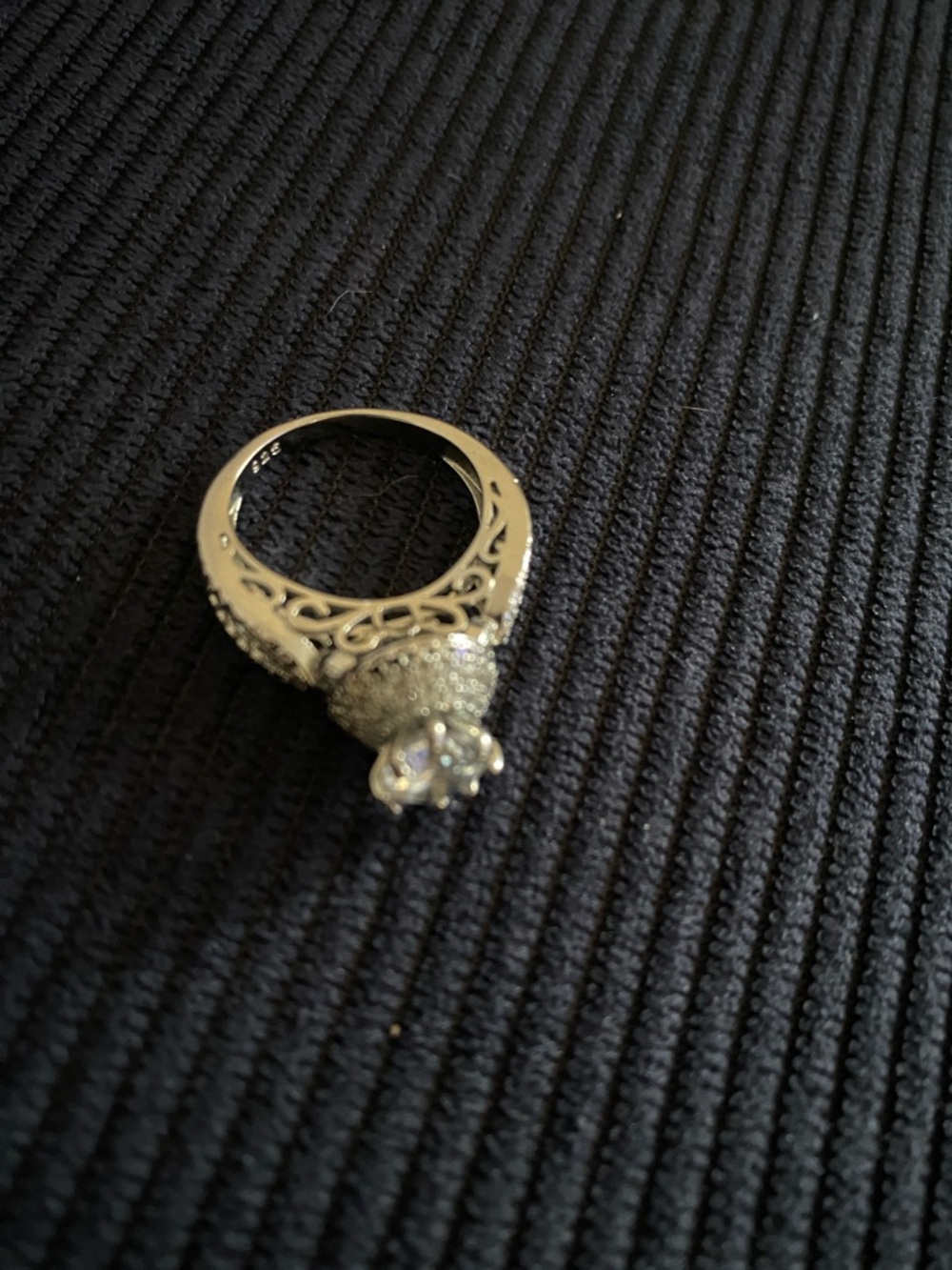 Sterling Silver 925 Engagement Style Ring with CZ Stones